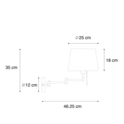 Wandleuchte Stahl mit weißem Schirm und verstellbarem Arm - Ladas