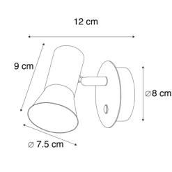 Wandstrahler Bronze schwenkbar und neigbar mit Schalter - Karin 1