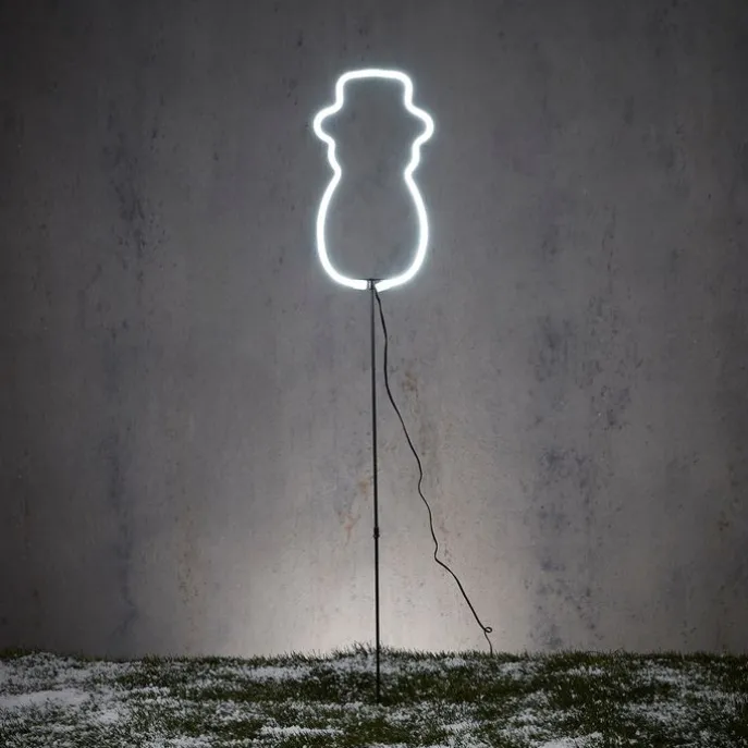 Weihnachts-Neon-Bodenspot Weißer Schneemann inkl. LED mit Timer IP44 - Fura