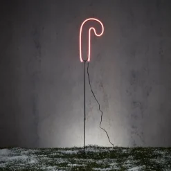 Weihnachts-Neon-Gartenstecker Rote Zuckerstange inkl. LED mit Timer IP44 - Fura
