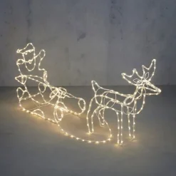Weihnachts-Stehleuchte Rentier mit Schlitten 176cm inkl. LED mit Timer IP44 - Sori