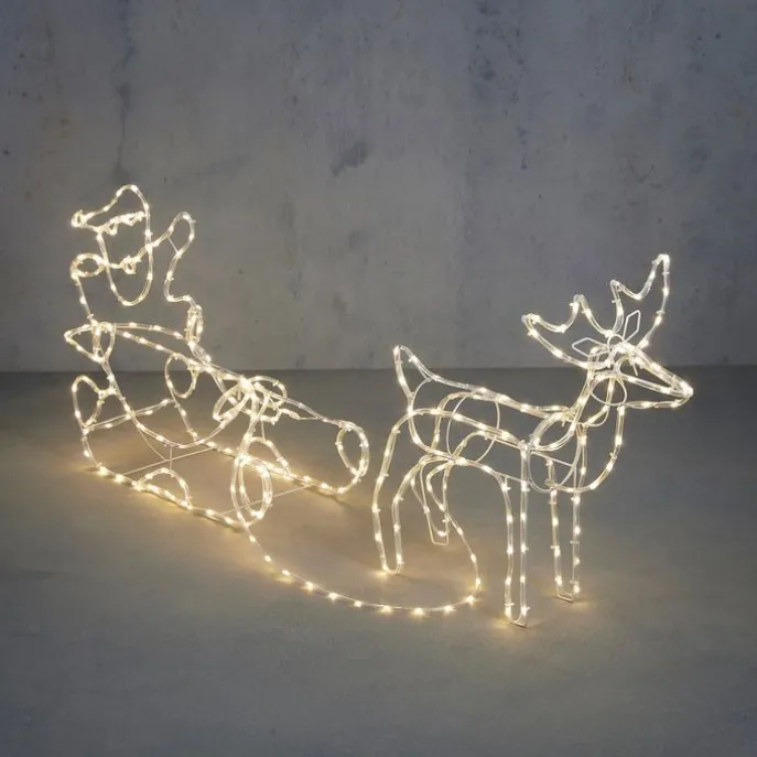 Weihnachts-Stehleuchte Rentier mit Schlitten 176cm inkl. LED mit Timer IP44 - Sori