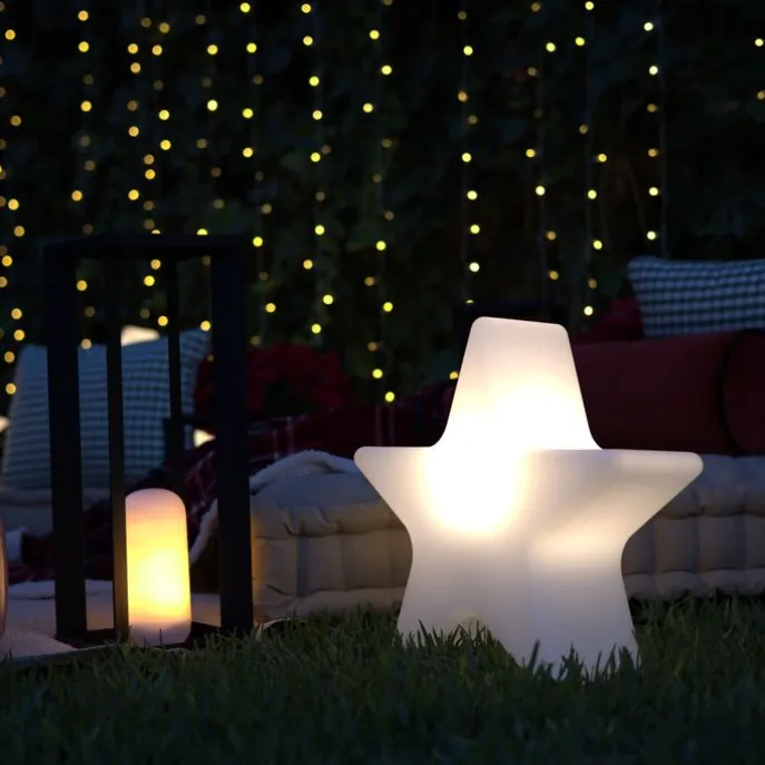 Weihnachts-Stehleuchte weiß 45 cm inkl. wiederaufladbarer Solar-RGBW-LED - Nova