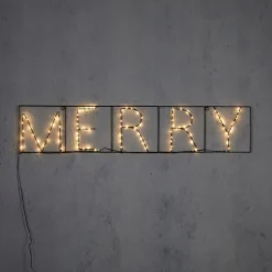 Weihnachts-Wandleuchte Schwarz MERRY inkl. LED mit Timer IP44 - Yoro