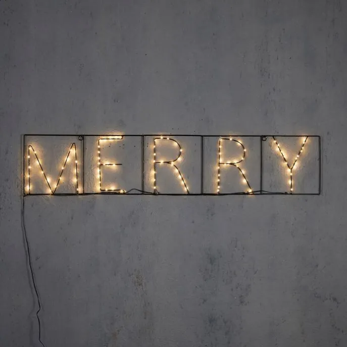 Weihnachts-Wandleuchte Schwarz MERRY inkl. LED mit Timer IP44 - Yoro