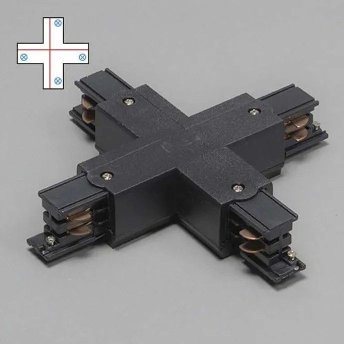 X-Verbinder für 3-Phasen-Schiene Schwarz - 3-Phasen